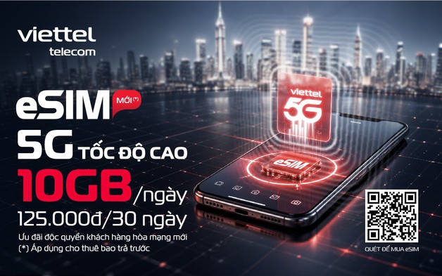 Viettel ra mắt gói cước eSIM 5G, 10GB/ngày chỉ 125.000 đồng